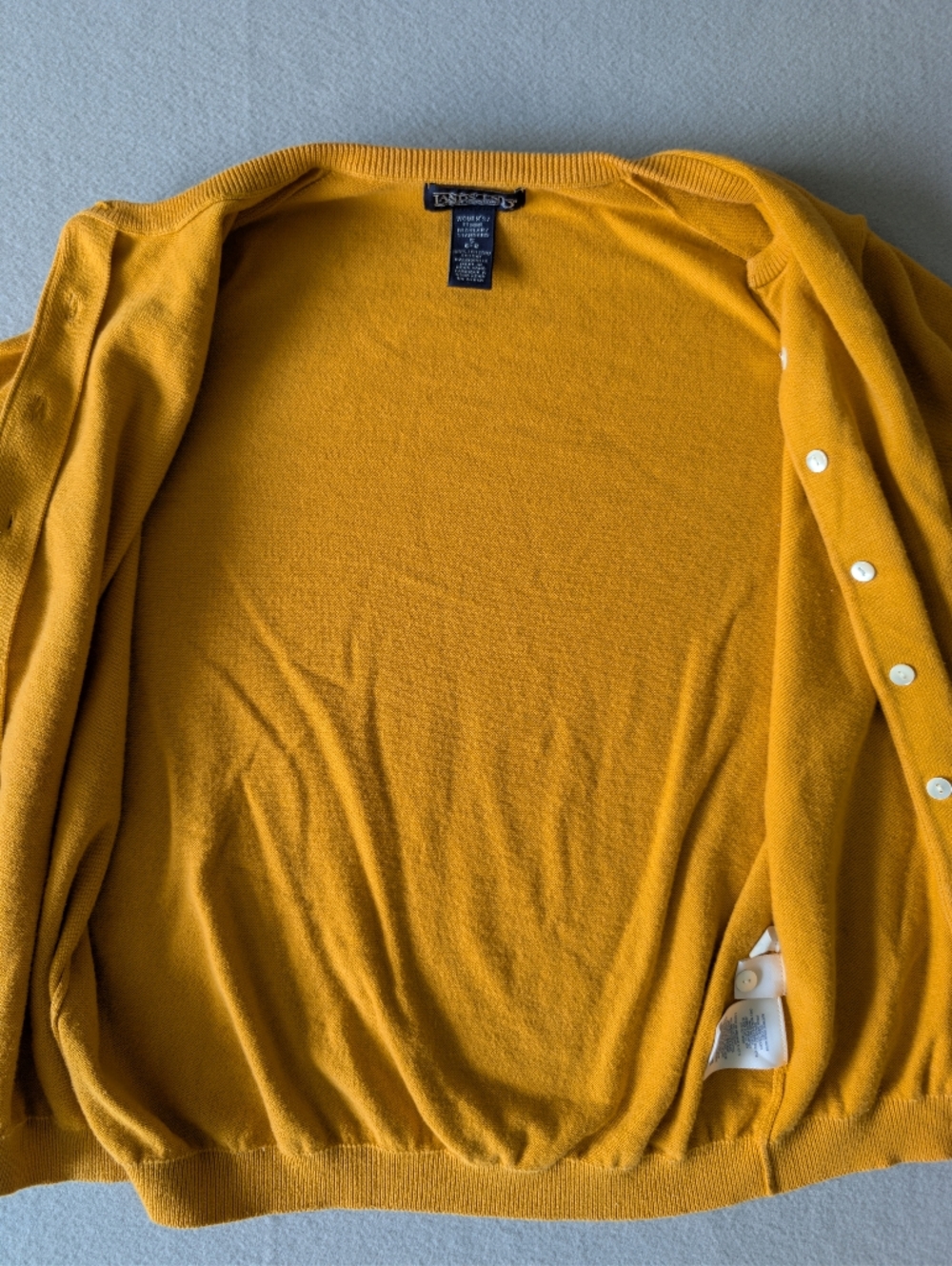 Vintage 90s Land's End 100% Cotton Women's Cardigan Sweater 2 Pc Set Yellow Sz S - Picture 7 of 16